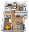 2 bedroom 1 bath floor plan in Baltimore, Maryland Loch Raven floor plan for Winston Apartments